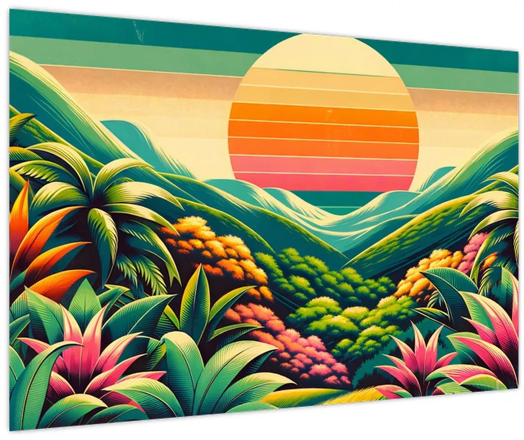 Obraz - Pestrofarebný západ slnka (90x60 cm)