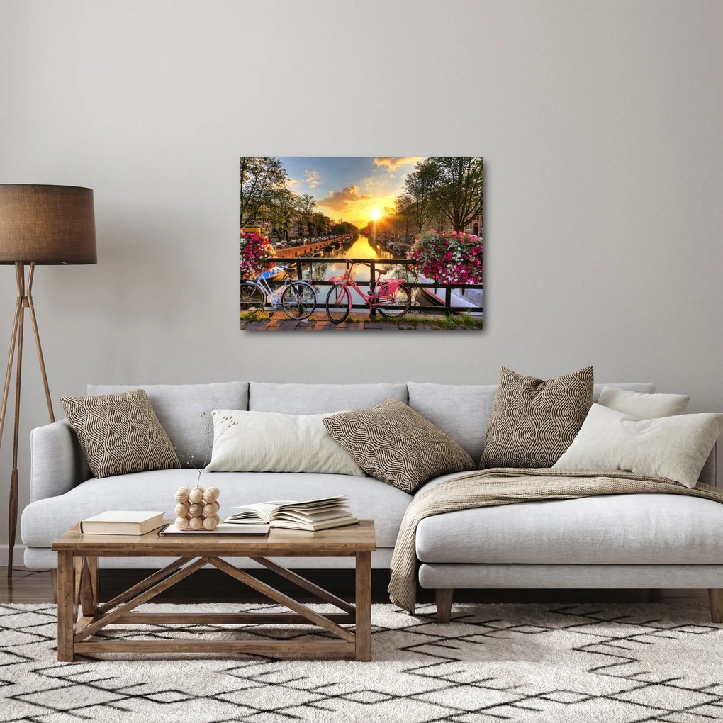 Obraz - Východ slnka v Amsterdame (70x50 cm)