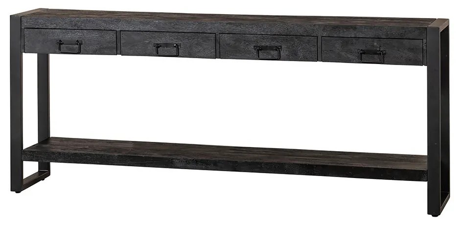 Konzolový stolík z mangového dreva Atlanta Black 4 zásuvky 180 cm Mahom