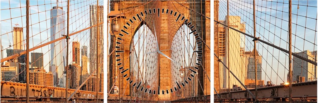 Obraz - Brooklynský most (s hodinami) (90x30 cm)