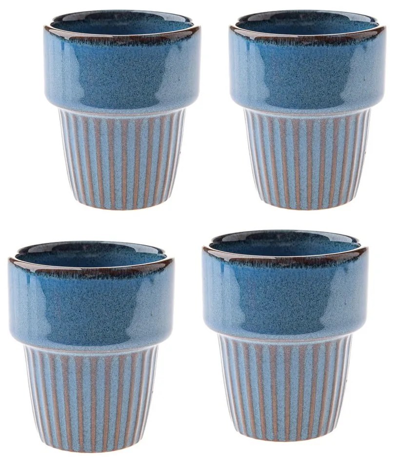 Modré keramické šálky v súprave 4 ks na espresso 100 ml Tone – Dakls