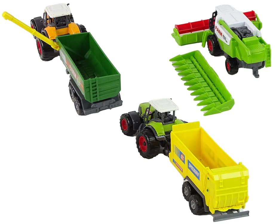 Lean Toys Sada traktorov s prívesmi a kombajnom