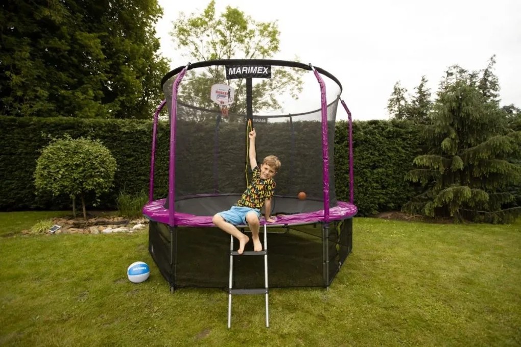Marimex trampolína 183 cm, ružová + ochranná sieť + schodíky