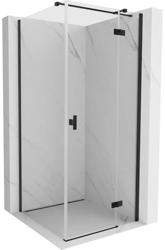 Mexen Mist H T, sprchový kút s výklopnými dverami pravý 95 x 95 cm, číre sklo, čierny profil, 8A5T-095-095-70-00-P
