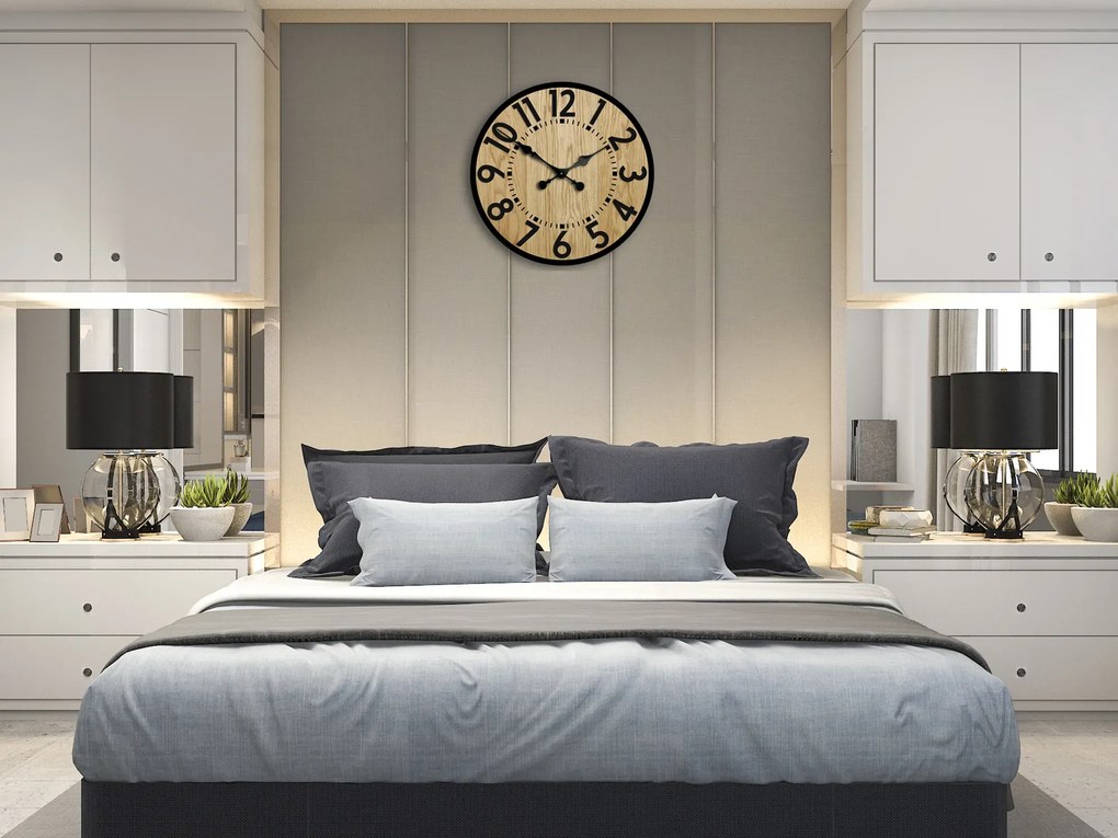 Dřevěné nástěnné hodiny Berlin 49 cm černé/hnědé