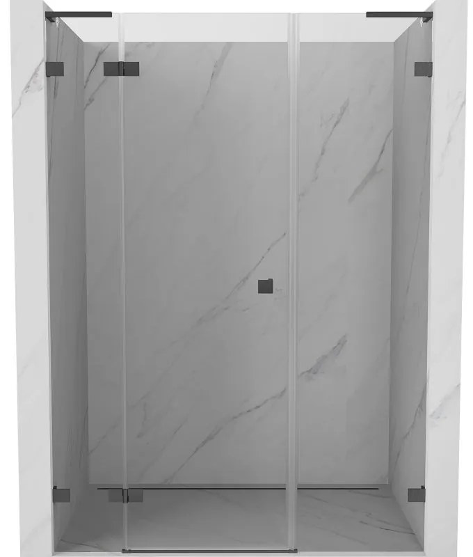 Mexen Lunar L, výklopné ľavé sprchové dvere 125 cm, 8mm číre sklo, brúsený grafit profil, 834SL-125-050-66-00-L