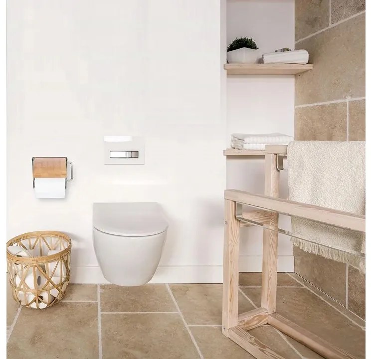 Držiak toaletného papiera - hliník / bambus