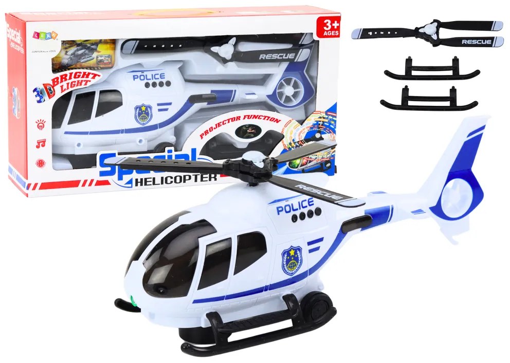 LEAN TOYS Policajný vrtuľník na batérie – svetelné a zvukové efekty