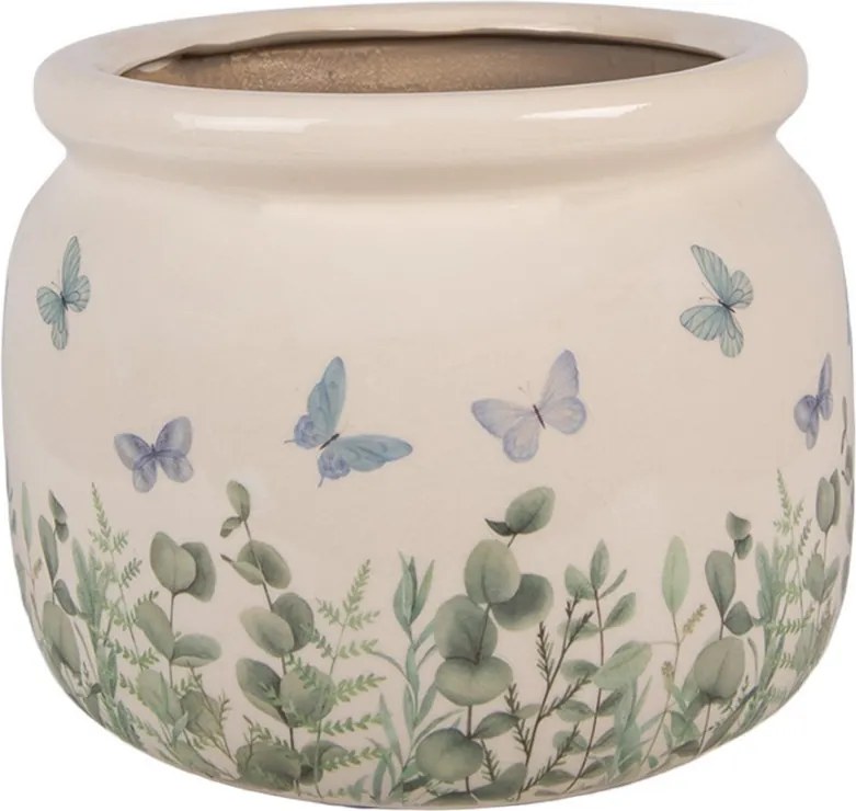 Dekoratívny obal na kvetináč Butterflies Home L - Ø 20*15 cm