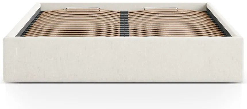 Krémovobiela čalúnená dvojlôžková posteľ s úložným priestorom/bez čela s roštom 200x200 cm Susan – Micadoni