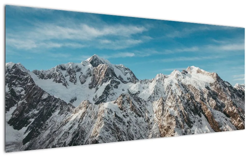 Obraz zasnežených vrcholkov, Fiordland (120x50 cm)