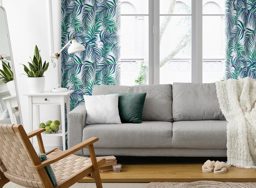ZÁVES NA KRÚŽKOCH PALMS 02 140X250 CM VZOROVANÁ