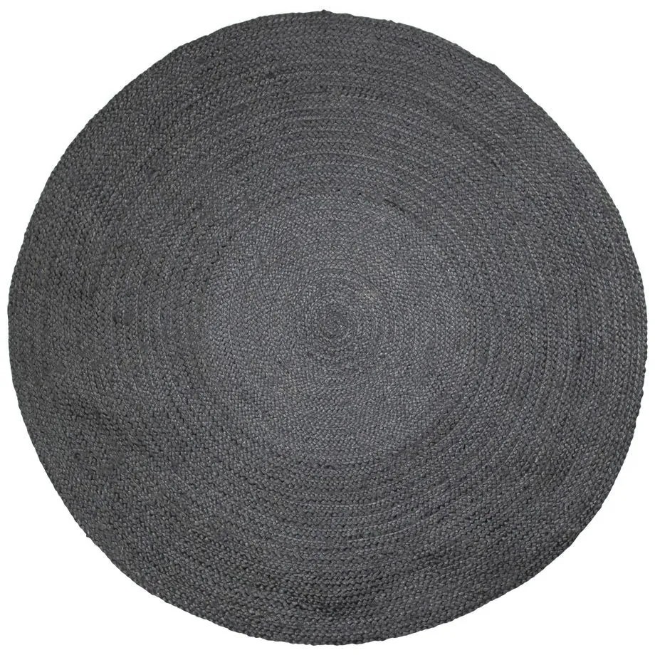 Čierny guľatý jutový koberec Bastien - Ø170 * 1cm