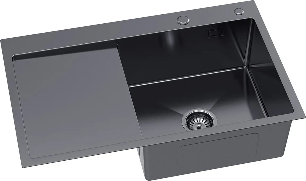 Erga HD, 1-komorový oceľový drez 780x490x210 mm, pravý, grafitová, ERG-MLS-HD7849RB