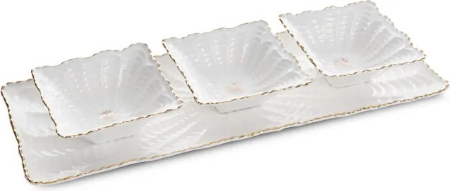 Dekoratívny podnos GAIA 03 krémový / zlatý
