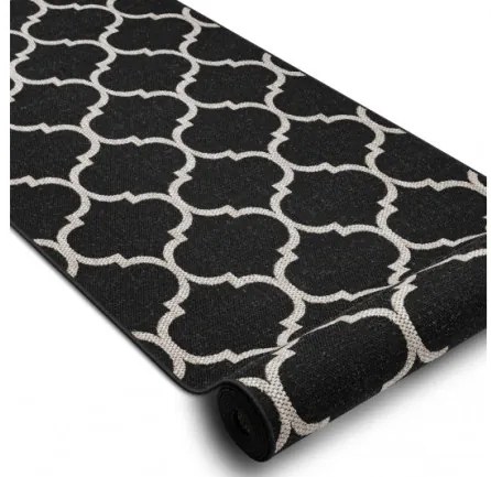 Behúň SIZAL FLOORLUX 20608, koniczyna marokánska trellis čierny / strieborný