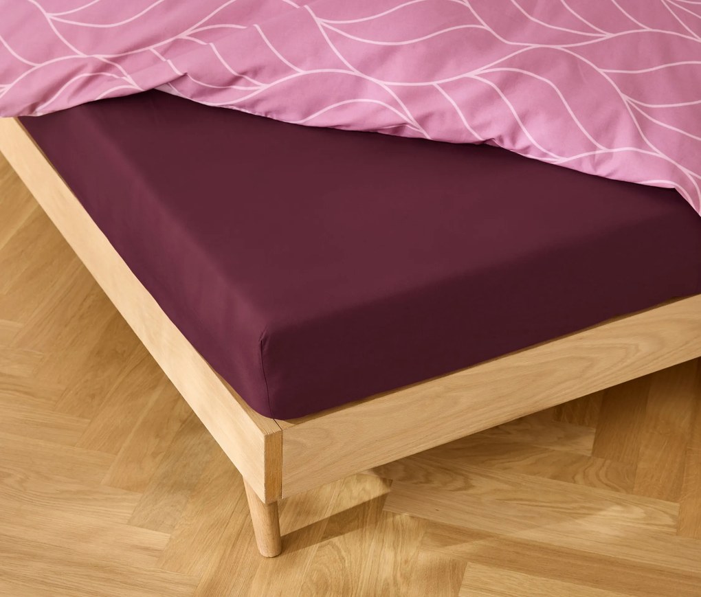 Napínacie prestieradlo z perkálu, bordovočervené, štandardná veľkosť