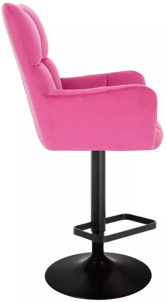 LuxuryForm DESIGN Barové kreslo AURORA VELUR na čiernom tanieri - tmavo ružové