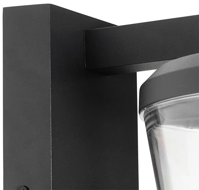 Vonkajšia nástenná lampa čierna IP44 s pohybovým senzorom - Joren