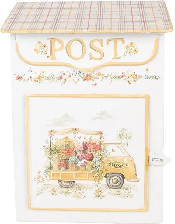 Biela plechová schránka The Flower Truck  - 23*12*32 cm