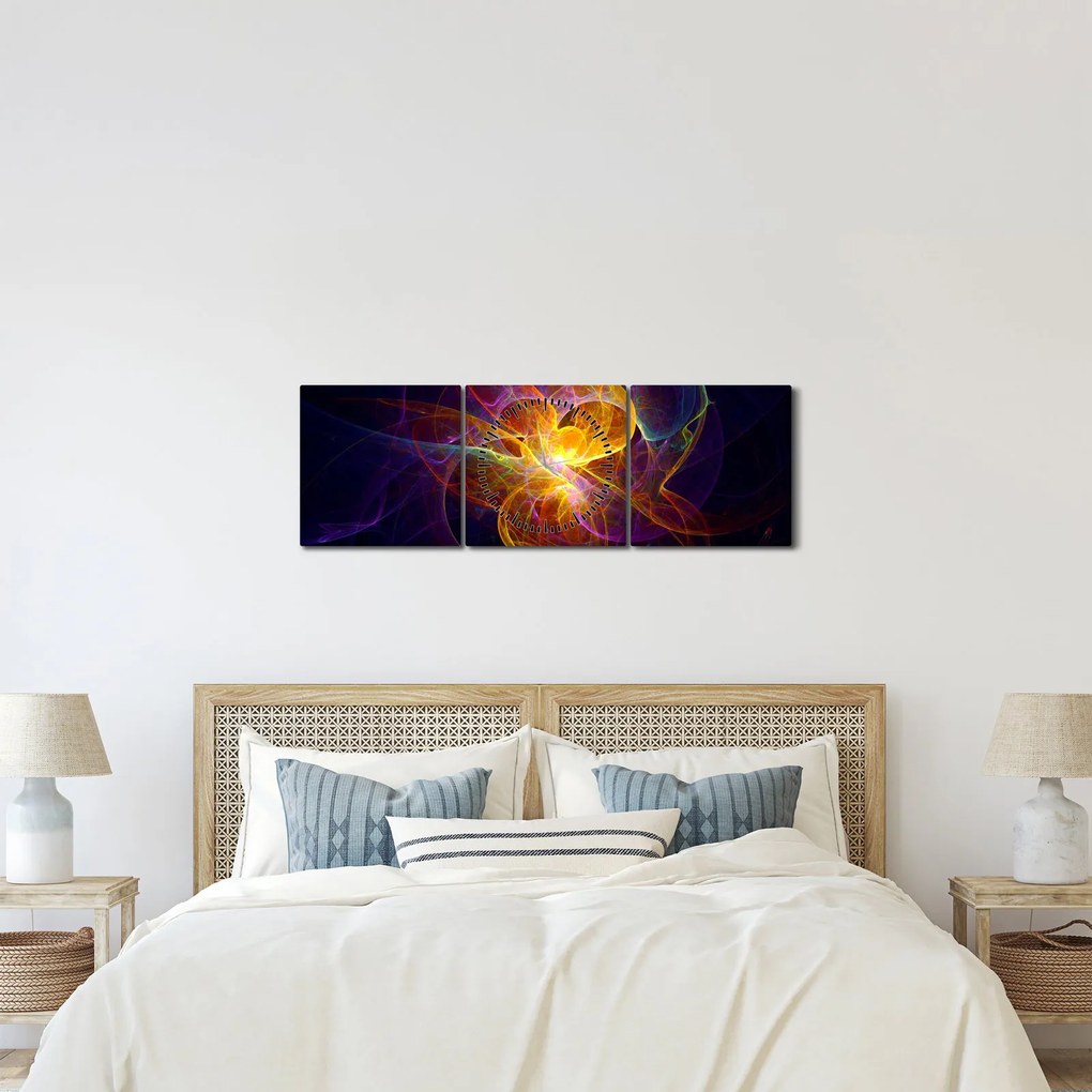 Abstraktný obraz (s hodinami) (90x30 cm)