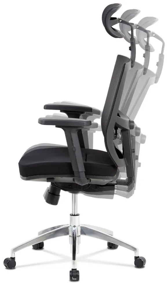 Kancelárska ergonomická stolička LEON — sieť/látka, čierna