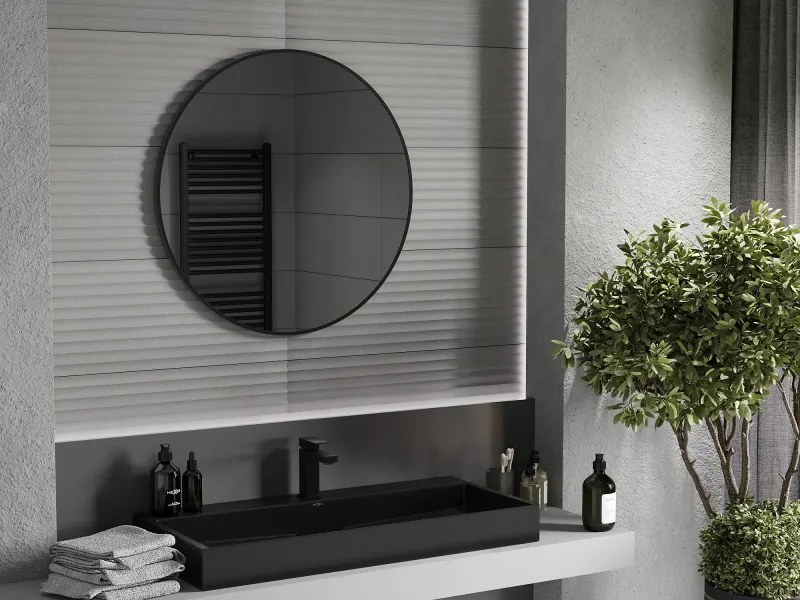 Mexen Loft okrúhle kúpeľňové zrkadlo 80 cm, čierny rám - 9850-080-080-000-70