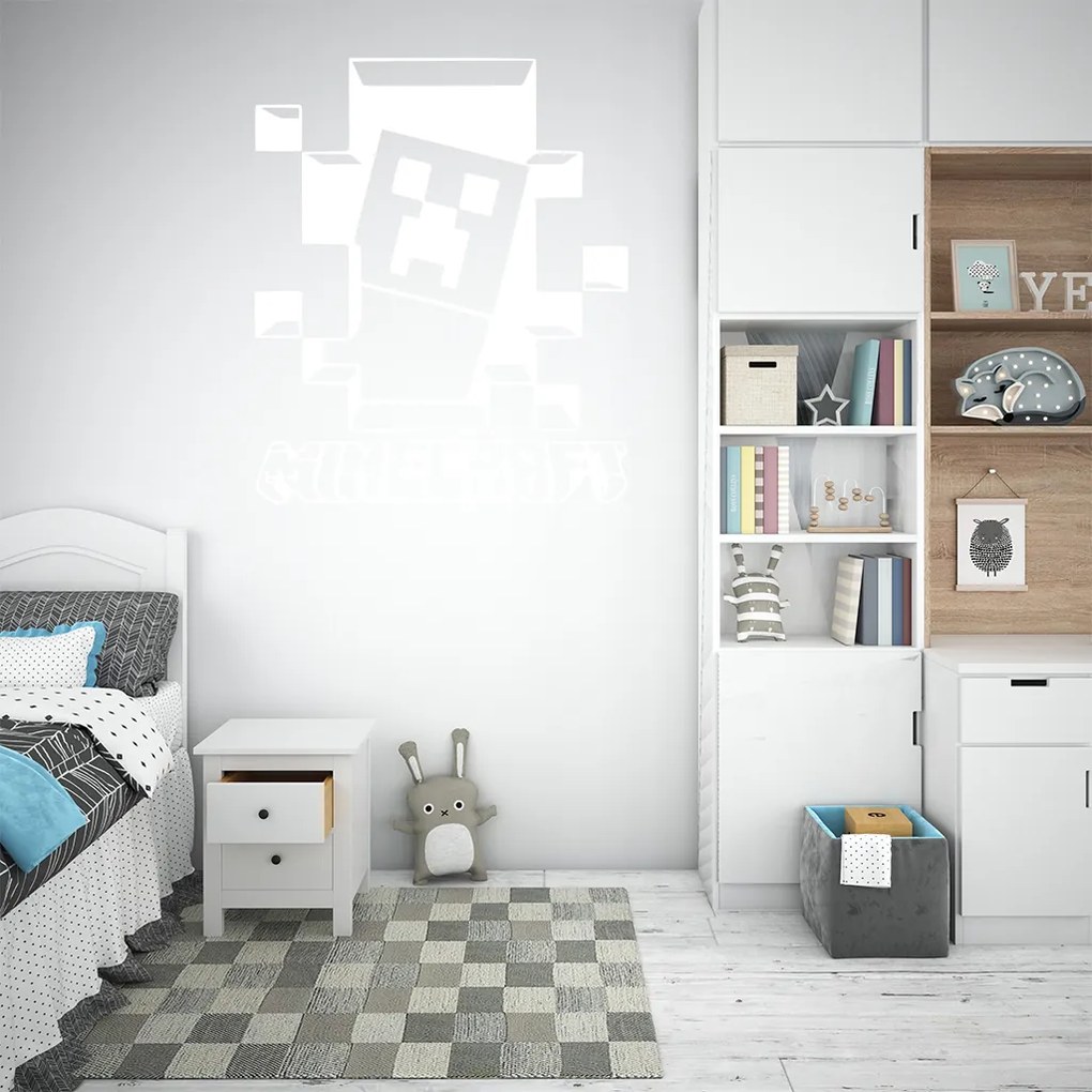Veselá Stena Samolepka Minecraft hra Farba: růžová, Veľkosť: 100 x 119 cm