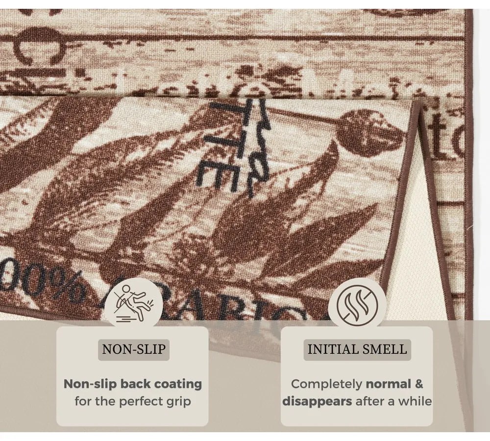 Hnedý kuchynský behúň Hanse Home Delicious Coffee, 67 x 180 cm