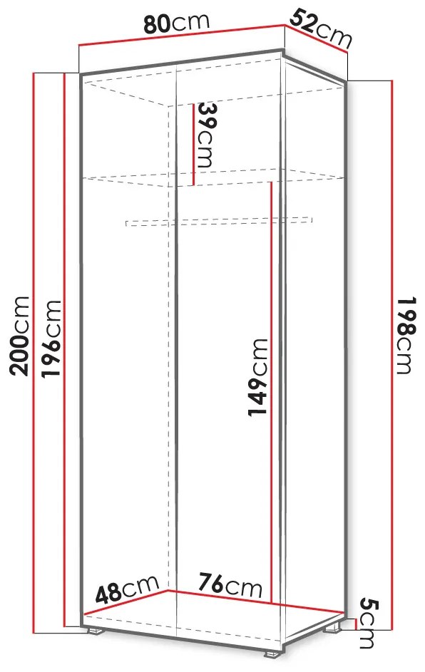 Šatníková skriňa Brolani BR09 (biela + lesk biely) . Vlastná spoľahlivá doprava až k Vám domov. 1105766