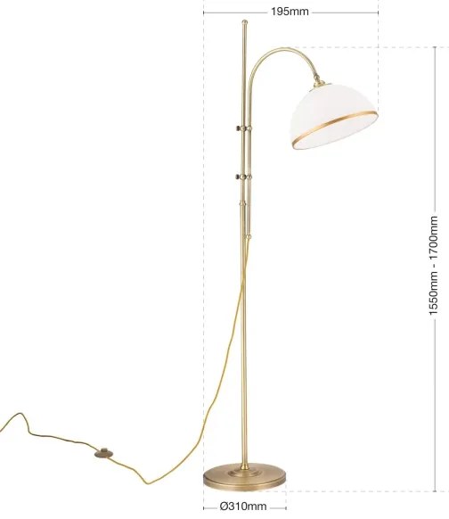 Orion Stl 12-1188/1 - Stojacia lampa OLD LAMP 1xE27/40W/230V biela/mosadz