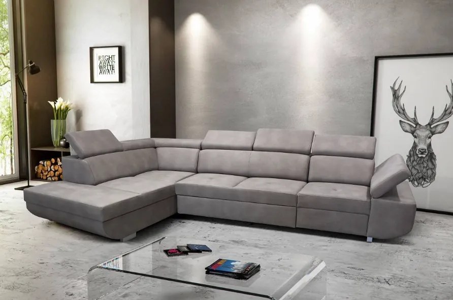 Rohová rozkladacia sedačka MAXIM MAXI L sivá