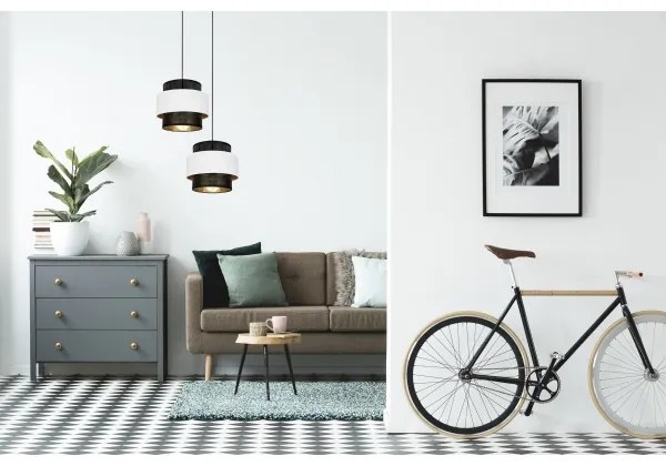 Luster na lanku NESS 2xE27/60W/230V pr. 30 cm čierna/biela