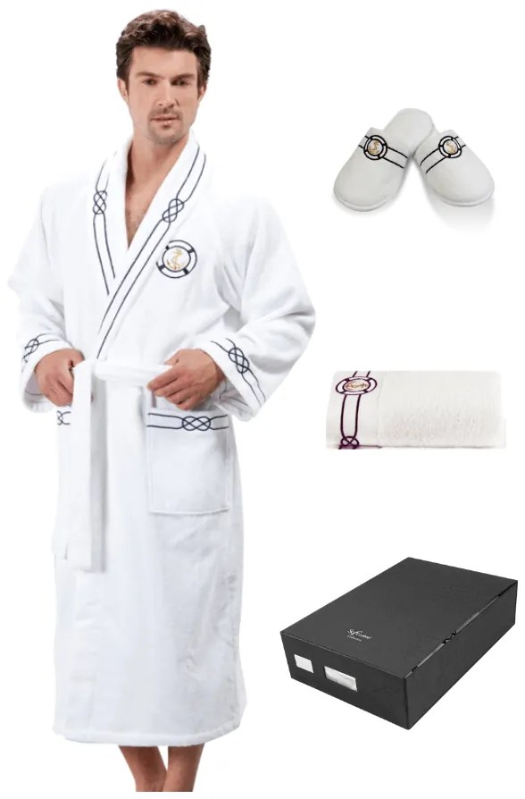 Soft Cotton Luxusný pánsky župan + uterák + papuče MARINE MAN v darčekovom balení