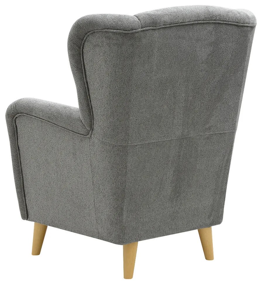 FINES sivé kreslo ušiak Aladin