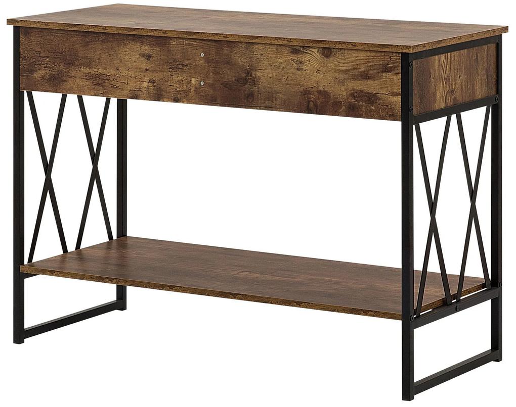Konzolový stolík s 2 zásuvkami tmavé drevo/čierna AYDEN Beliani