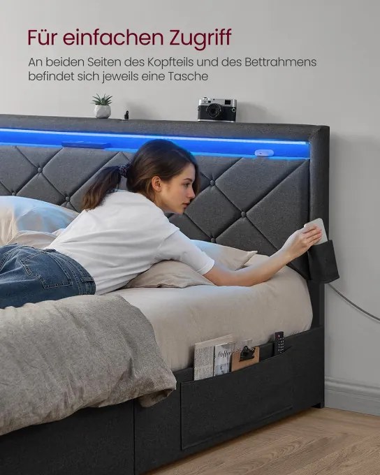 Manželská postel s LED osvetlením RMB827G02