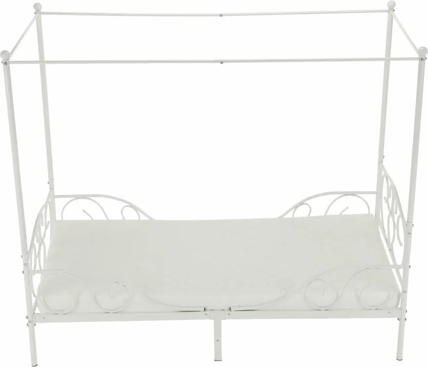 Kovová jednolôžková posteľ s roštom Adelisa 90x200 cm - biela