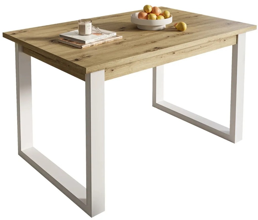 PLUTO JEDÁLENSKÝ STÔL DUB ARTISAN / BIELY 125 cm