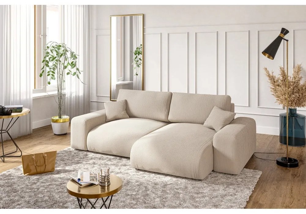 Béžová menčestrová rohová pohovka (variabilná) Justin – Ropez