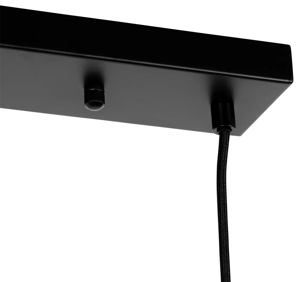 Závesné svietidlo čierne s dymovým sklom obdĺžnikové 3-svetlo - Ayesha