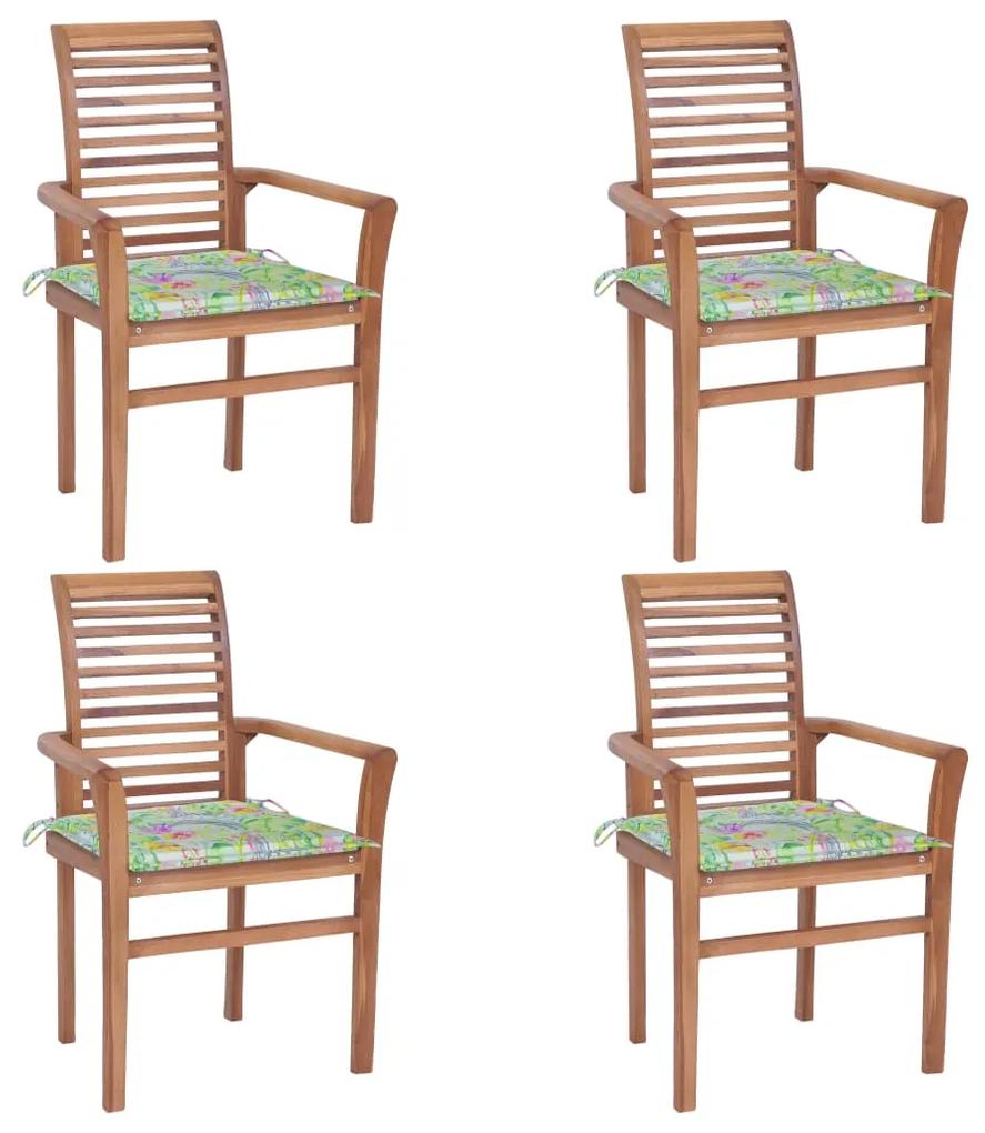 Jedálenské stoličky 4 ks listové podložky tíkový masív 3062634