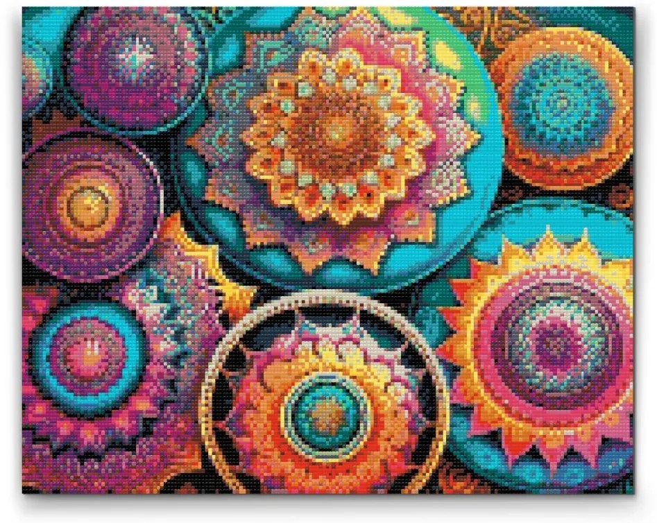 Gario Diamantové maľovanie Mandala, kvetinový vzor Rozmery: 60 x 80 cm, Rámovanie: S vnútorným rámom, Diamanty: Štvorcové