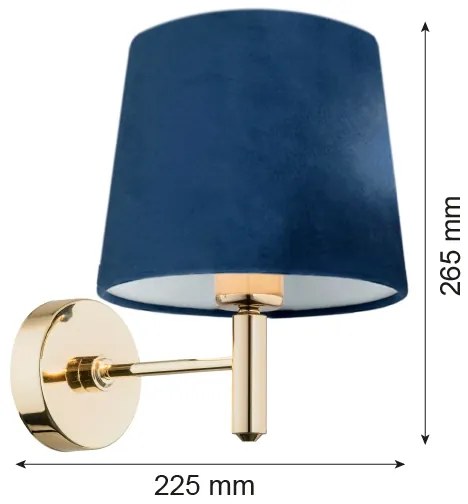 Argon 4348 - Nástenná lampa PONTE 1xE27/15W/230V modrá/mosadz