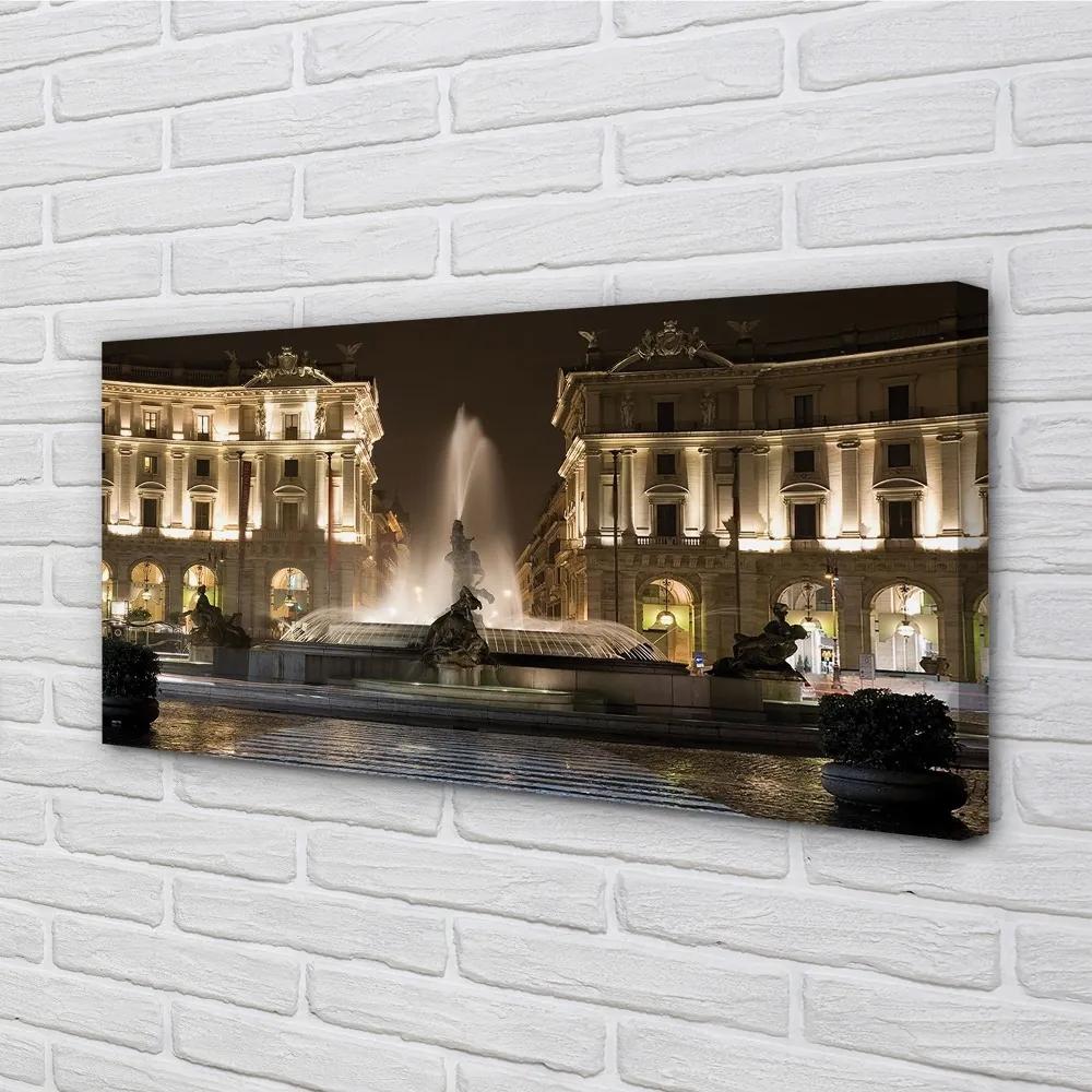 Obraz na plátne Rome Fountain Square v noci 120x60 cm