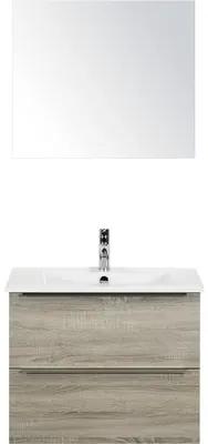 Kúpeľňový nábytkový set Pulse 70 cm s keramickým umývadlom a zrkadlom dub sivý