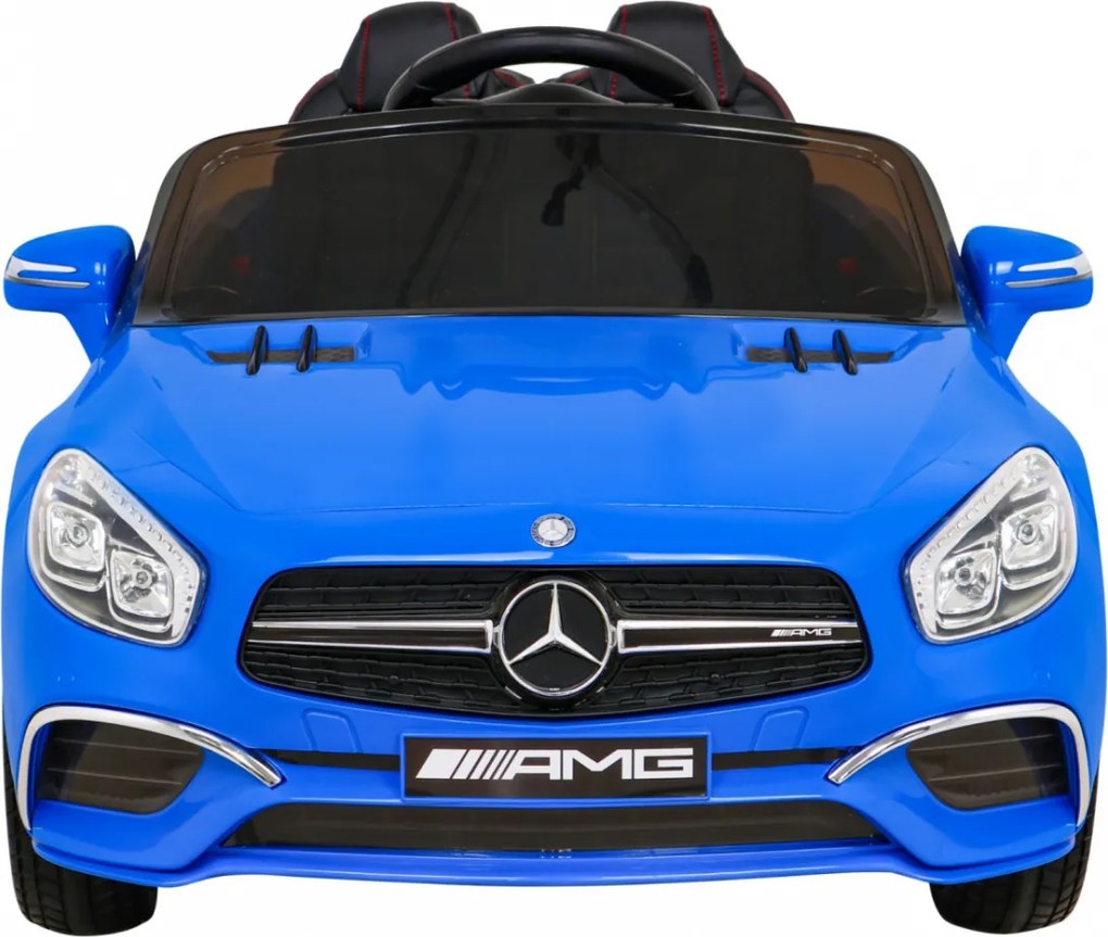 Ramiz Mercedes Benz AMG SL65 S elektrický pre deti Modrá + Diaľkové ovládanie + LED audio + Eco koža + EVA + Pomalý štart