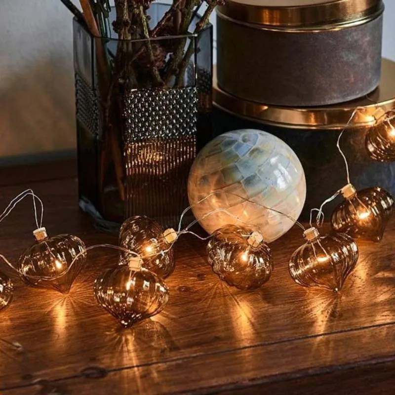 SIRIUS Dekoratívna reťaz LED, sklenené lucerny, hnedá, 1,5 m