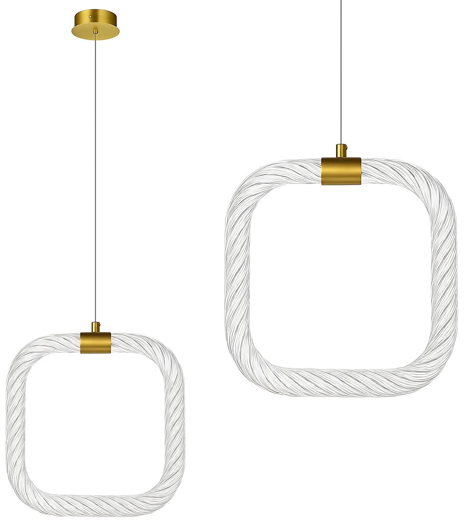 Toolight Toolight, závesné LED svietidlo 20x20cm, 9W, 3000K, LHJ056-CP1, číra-zlatá matná, OSW-60029