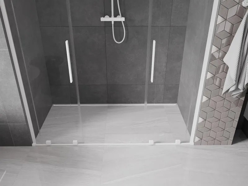 Mexen Velar L Duo, posuvné sprchové dvere do otvoru 180 cm, 8mm číre sklo, biela matná, 871-180-003-02-20
